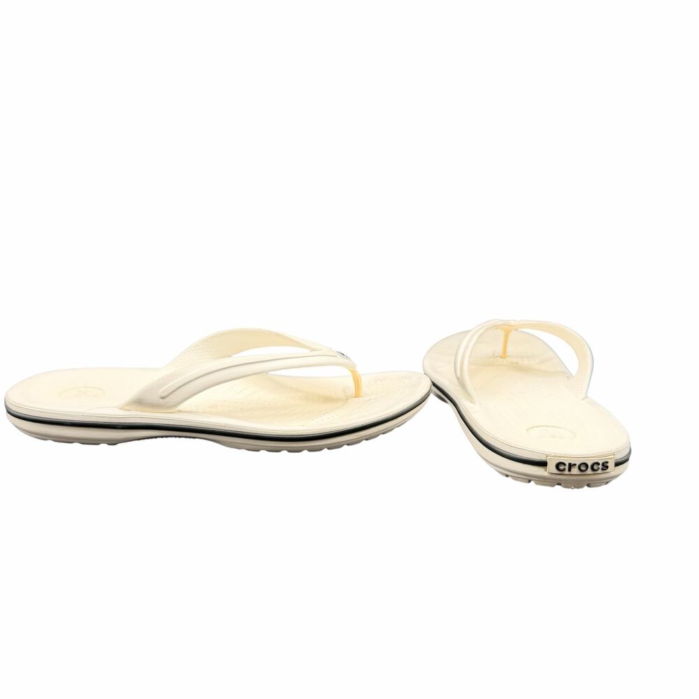 Crocs White Flip Flops Thong Sandals M6 W8 Comfort Beach